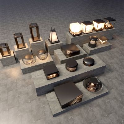 现代景观灯 现代户外灯 景观灯组合 草坪 草地路灯 花园室外 庭院灯