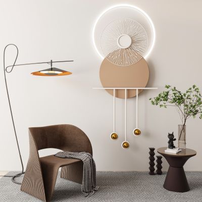 现代奶油风墙饰挂件装饰画挂画组合休闲椅落地灯