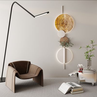 现代奶油风墙饰挂件装饰画挂画组合休闲椅落地灯