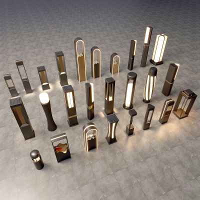 现代景观灯 现代户外灯 景观灯组合 草坪 草地路灯 花园室外 庭院灯