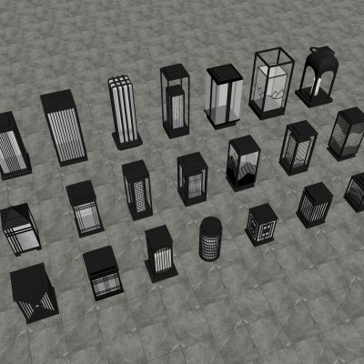 现代景观灯 现代户外灯 景观灯组合 草坪 草地路灯 花园室外 庭院灯