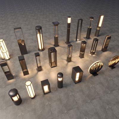 现代景观灯 现代户外灯 景观灯组合 草坪 草地路灯 花园室外 庭院灯