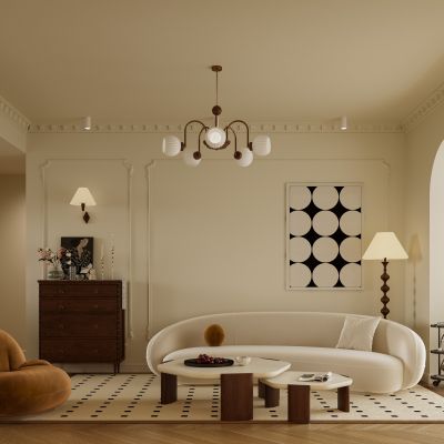 法式复古奶油风客餐厅厨房