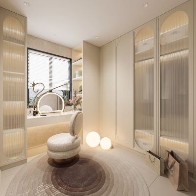 现代奶油风衣帽间