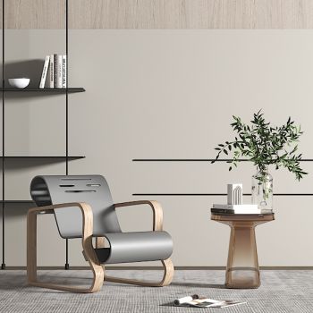 现代休闲椅,边几