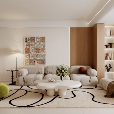 现代奶油风客餐厅