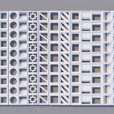 现代预制砖墙 镂空砖 隔断水泥镂空砖空心砖3D模型