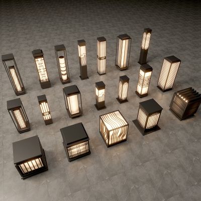 新中式景观灯 现代户外灯 景观灯组合 草坪 草地路灯 花园室外 庭院灯