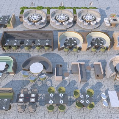 现代卡座沙发组合3D模型