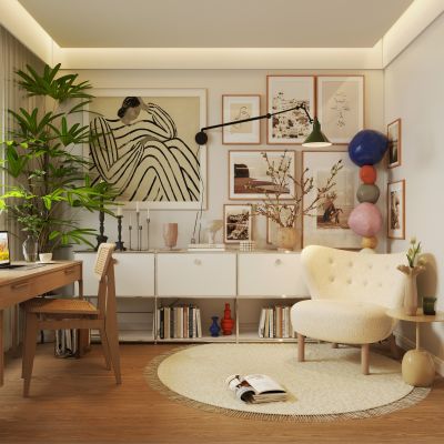 现代中古风书房