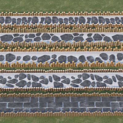 新中式汀步组合3D模型