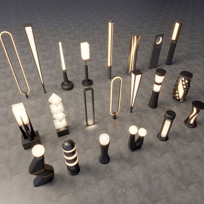 现代景观灯 现代户外灯 景观灯组合 草坪 草地路灯 花园室外 庭院灯