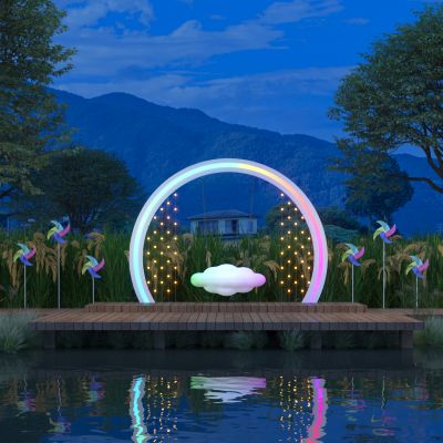 现代网红圆环云朵秋千3D模型