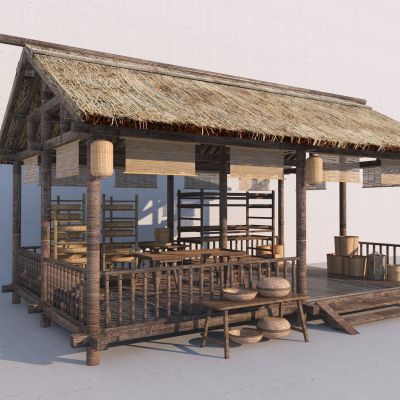 新中式茅草屋3D模型