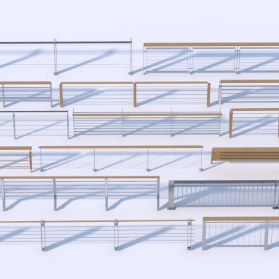 现代栏杆3D模型