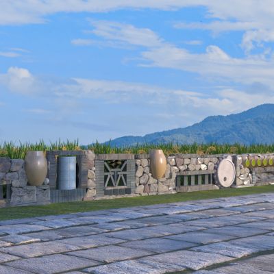 新中式乡村景墙围墙3D模型
