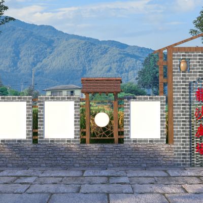 新中式乡村景墙3D模型