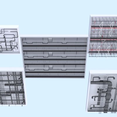 现代工业风格管道吊顶3D模型