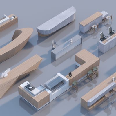 现代前台组合3D模型