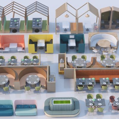 现代卡座沙发3D模型