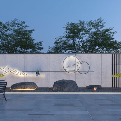 新中式庭院景墙3D模型