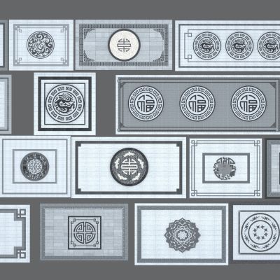 中式广场铺装3D模型