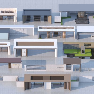 现代入口大门合集3D模型