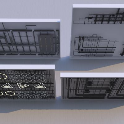 现代工业风格管道吊顶3D模型