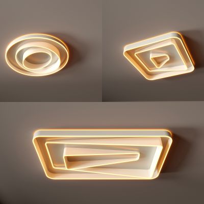 现代简约  大气高档客厅灯 奶油风卧室灯 轻奢吸顶灯 方形圆形灯具组