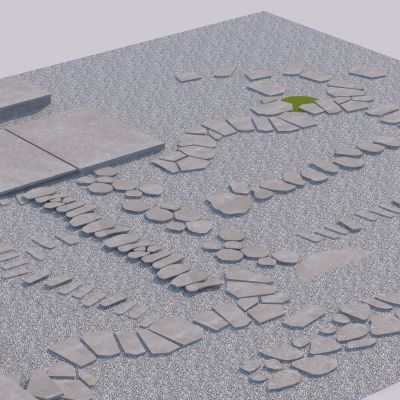 现代庭院汀步3D模型