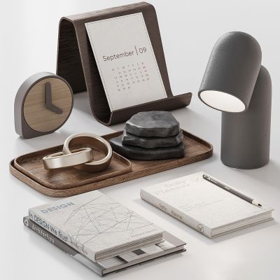 现代桌面摆件组合 装饰品 台灯 书籍