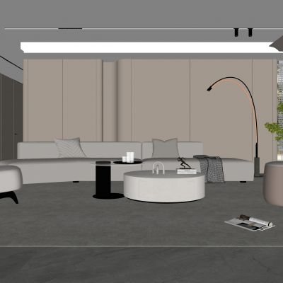 现代客厅 无主灯客厅 沙发组合 茶几组合 饰品摆件