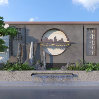 新中式庭院景墙3D模型