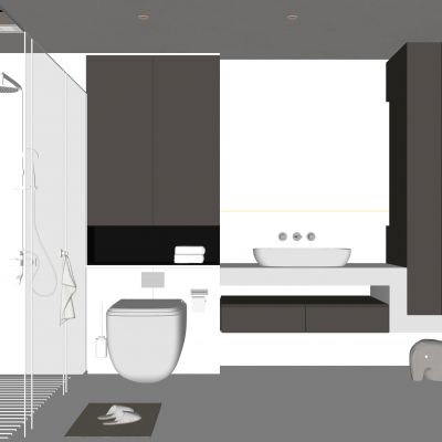 现代卫生间 马桶 浴室柜 洗脸盆 镜柜 玻璃隔断