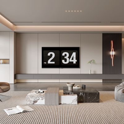 现代家居客厅 电视背景墙 简约客厅 现代茶几组合 茶几 落地灯 极简客厅SU模型