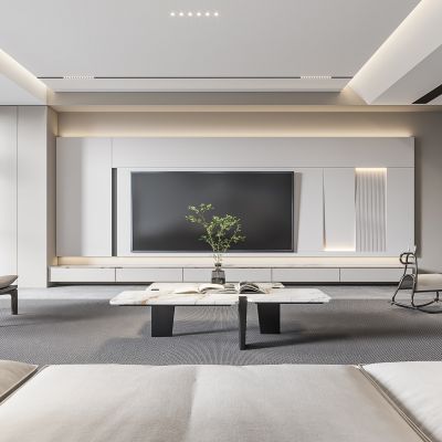 现代客厅 无主灯客厅 沙发组合 茶几组合 饰品摆件