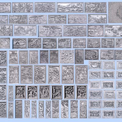 中式文化浮雕石雕3D模型
