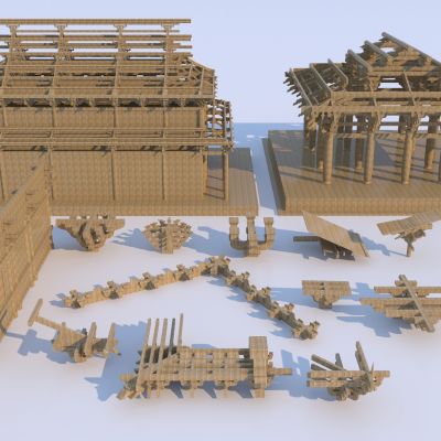 中式斗拱组合3D模型