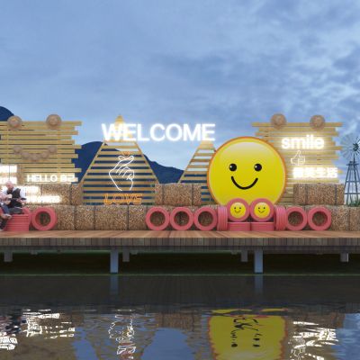 现代网红稻田景观 网红打卡点 露营网红打卡点3D模型