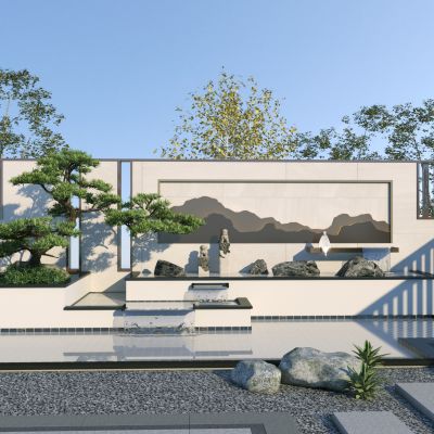 新中式庭院景墙3D模型