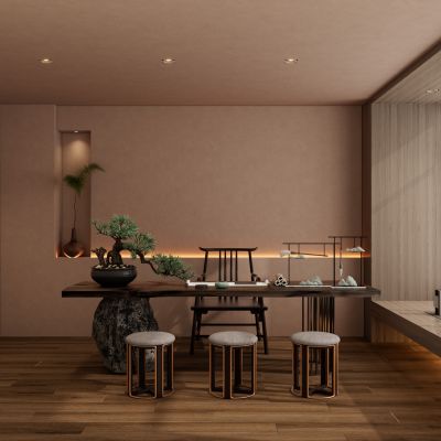 中式诧寂风禅意茶室