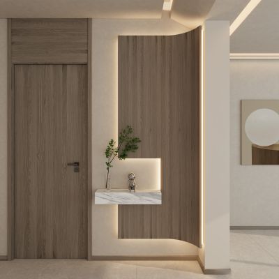 北欧奶油简约风圆弧隔断玄关