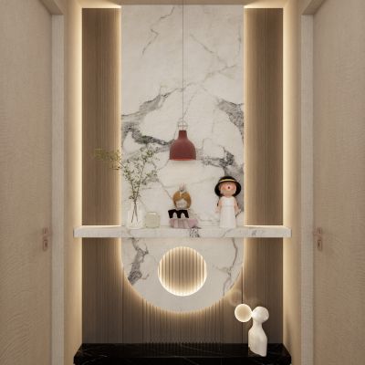 原木奶油风造型端景玄关