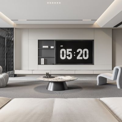 现代客厅 无主灯客厅 沙发组合 茶几组合 饰品摆件