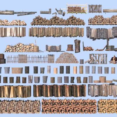 现代枯树枝 柴火堆3D模型