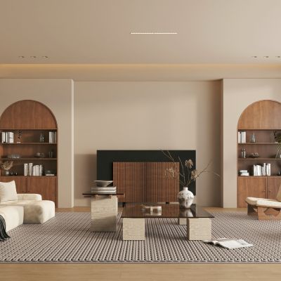 现代侘寂中古风客厅