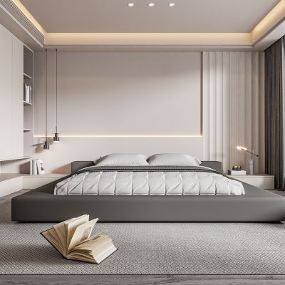 现代卧室 双人床 饰品 休闲椅 床头吊灯 无主灯造形吊顶 衣柜