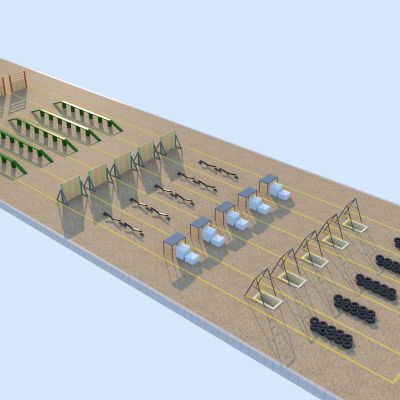 现代单兵训练跑道_障碍训练跑道3D模型