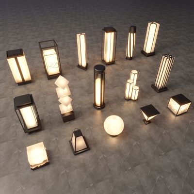 现代景观灯 现代户外灯 景观灯组合 草坪 草地路灯 花园室外 庭院灯