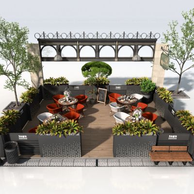 现代户外商业外摆